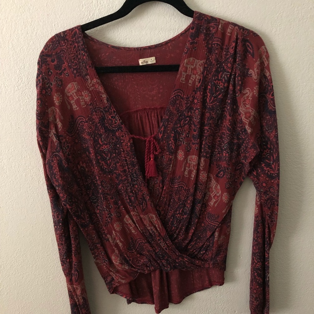 Hollister Burgundy Front-tie Top